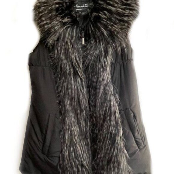 Outdoor Edition By Parkhurst Black Sleeveless Faux Fur Trimmed SMALL - Picture 3 of 7